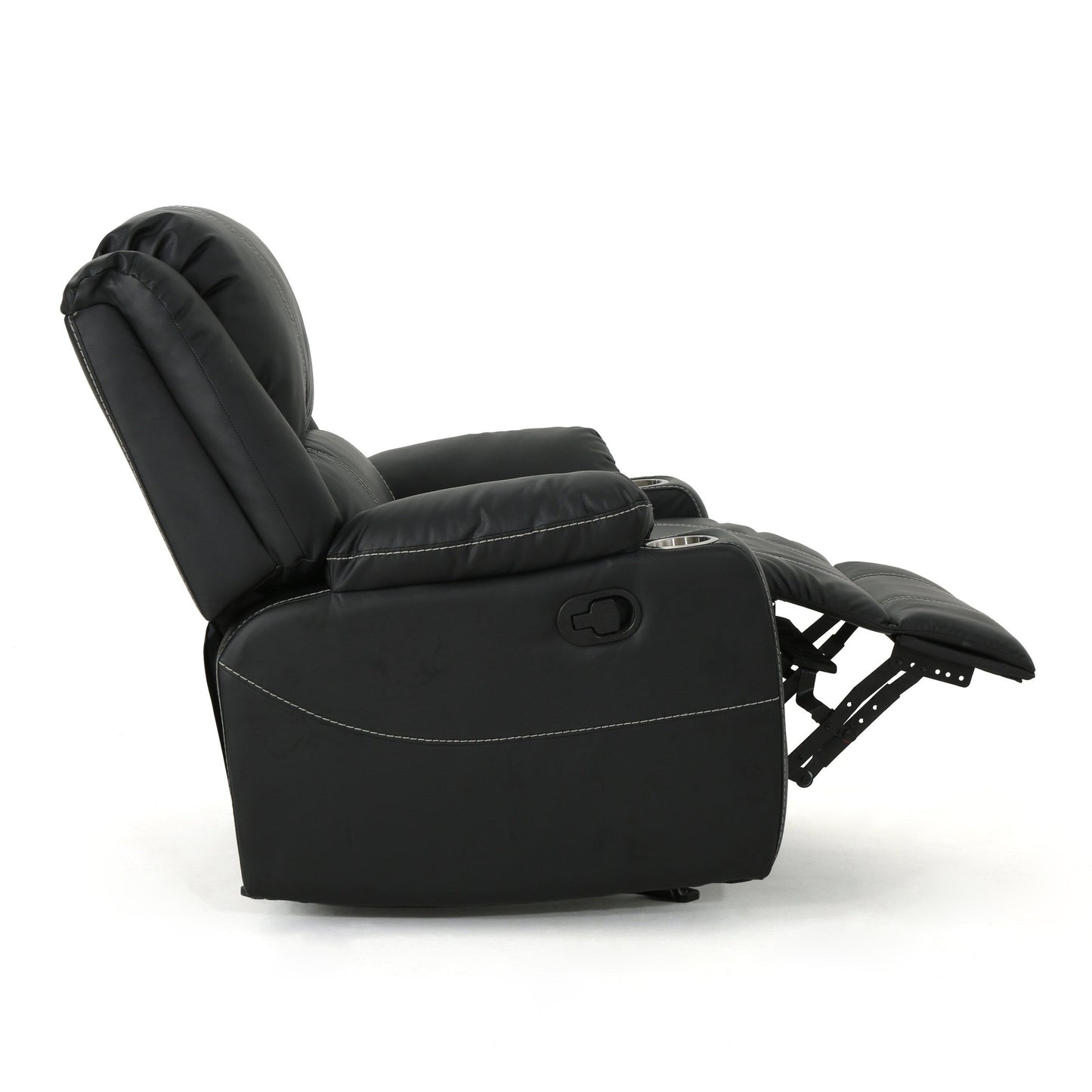 Roomfitters Glider Recliner with Steel Cup Holders, Comfortable Recliner for Living Room, Bedroom, Black