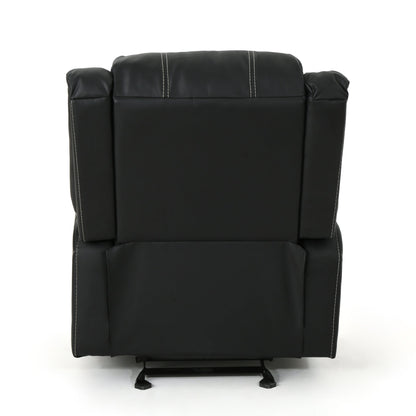 Roomfitters Glider Recliner with Steel Cup Holders, Comfortable Recliner for Living Room, Bedroom, Black