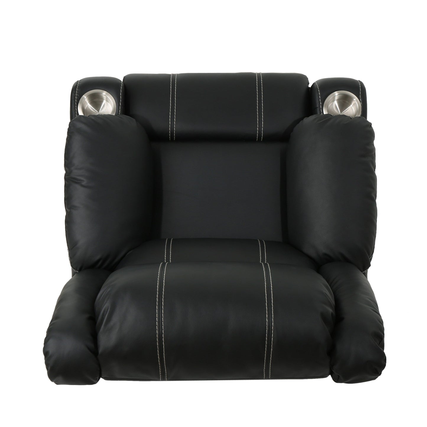 Roomfitters Glider Recliner with Steel Cup Holders, Comfortable Recliner for Living Room, Bedroom, Black