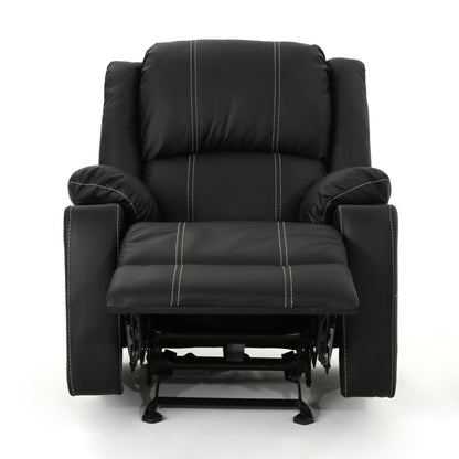 Roomfitters Glider Recliner with Steel Cup Holders, Comfortable Recliner for Living Room, Bedroom, Black