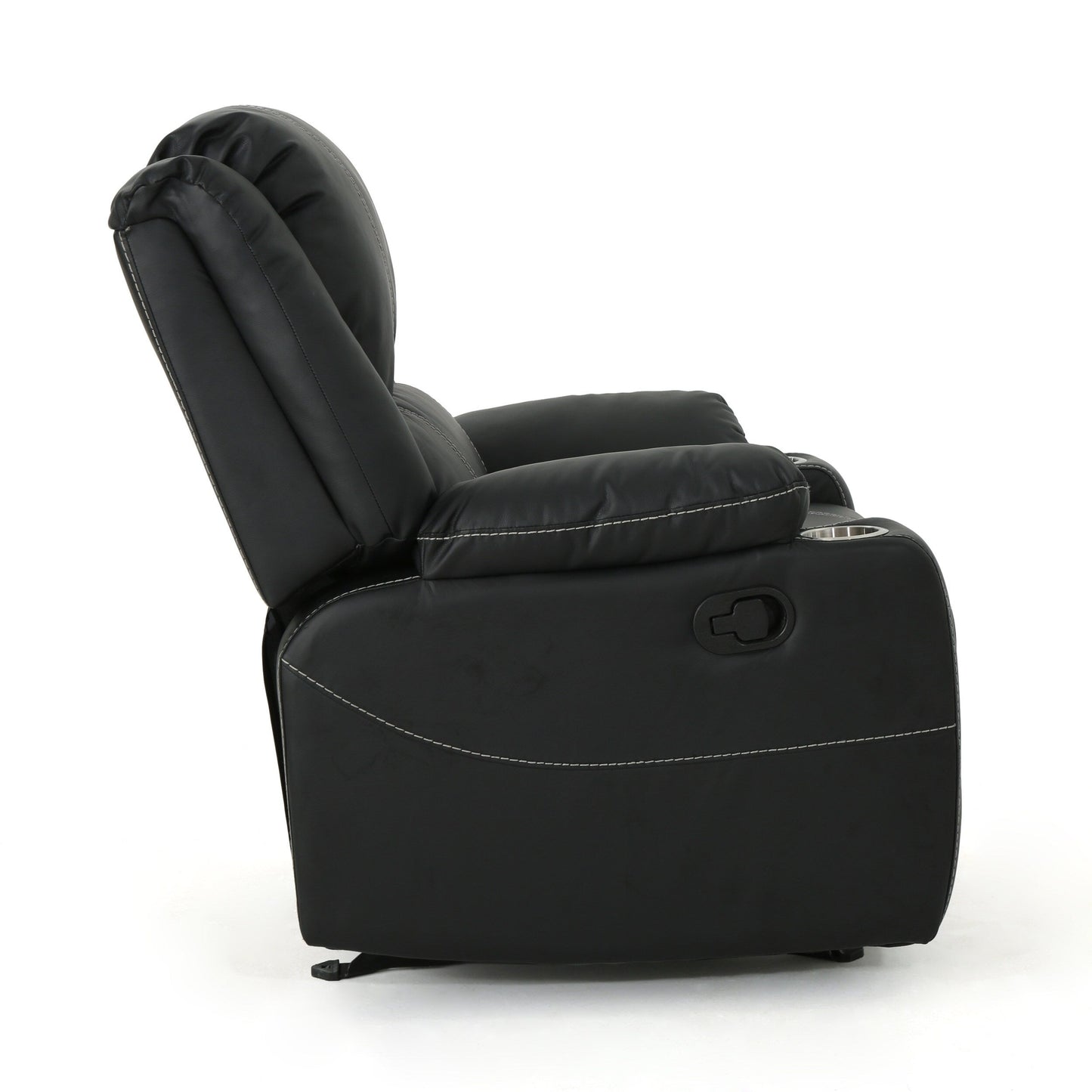 Roomfitters Glider Recliner with Steel Cup Holders, Comfortable Recliner for Living Room, Bedroom, Black