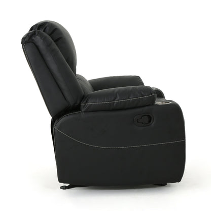Roomfitters Glider Recliner with Steel Cup Holders, Comfortable Recliner for Living Room, Bedroom, Black