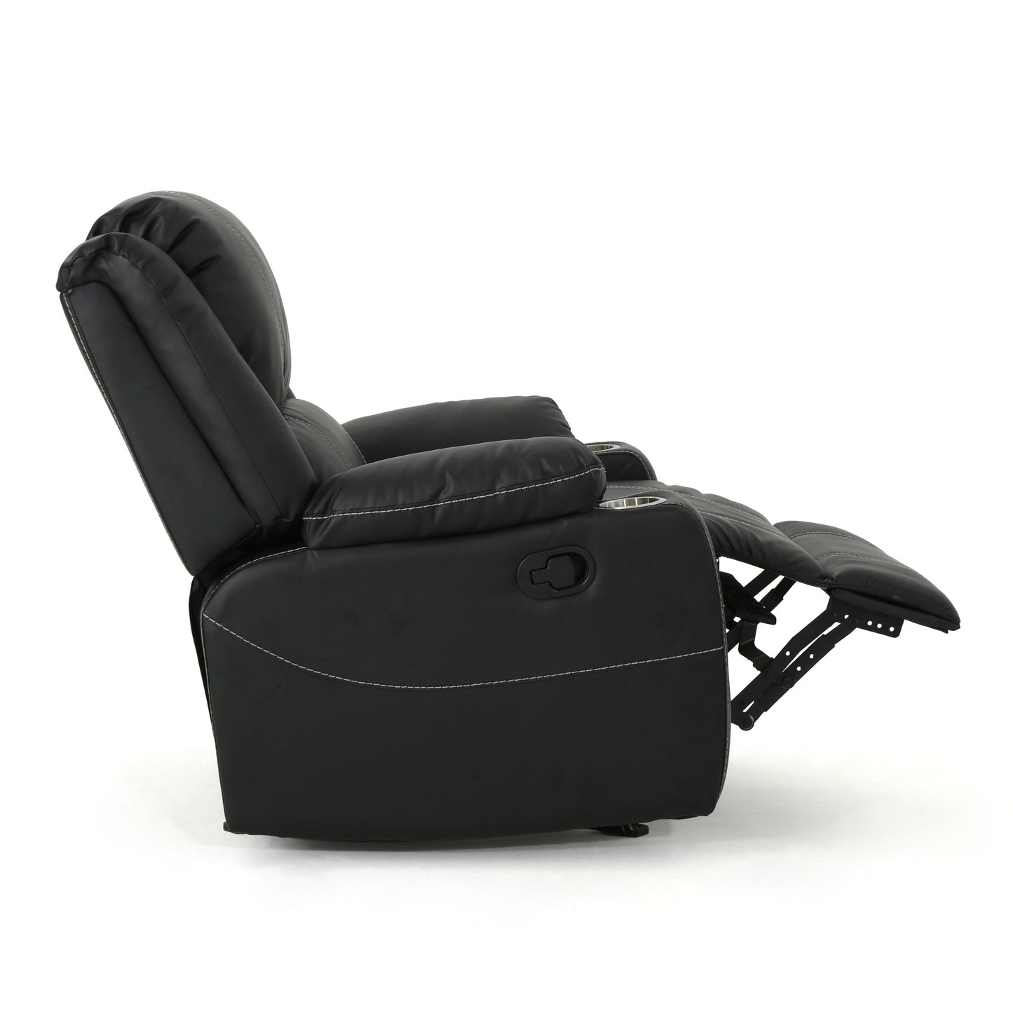Roomfitters Glider Recliner with Steel Cup Holders, Comfortable Recliner for Living Room, Bedroom, Black