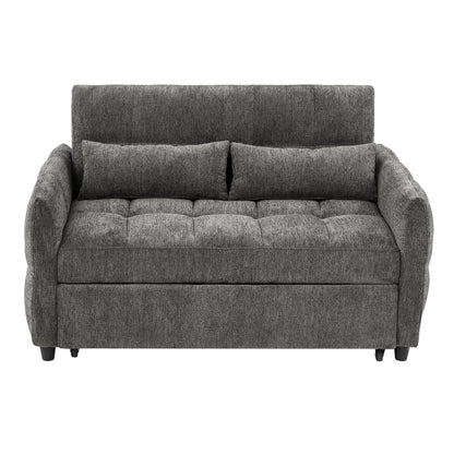 Roomfitters Loveseat Pull-Out Sofa Bed, Tufted Sleeper with Adjustable Backrest, USB Ports, and Lumbar Pillows for Living Room