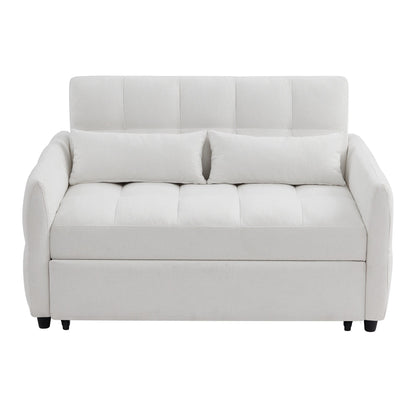 Roomfitters Loveseat Pull-Out Sofa Bed, Tufted Sleeper with Adjustable Backrest, USB Ports, and Lumbar Pillows for Living Room