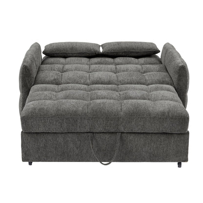 Roomfitters Loveseat Pull-Out Sofa Bed, Tufted Sleeper with Adjustable Backrest, USB Ports, and Lumbar Pillows for Living Room