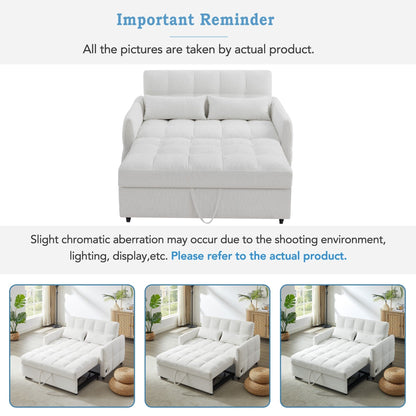 Roomfitters Loveseat Pull-Out Sofa Bed, Tufted Sleeper with Adjustable Backrest, USB Ports, and Lumbar Pillows for Living Room