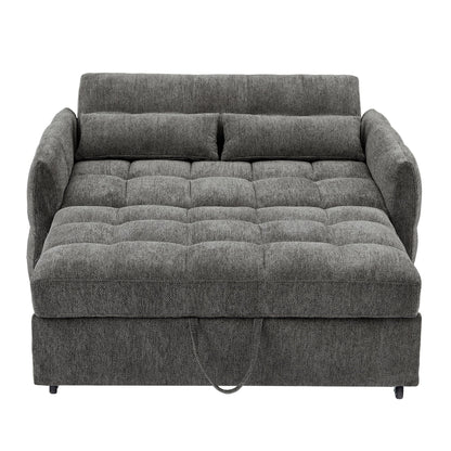 Roomfitters Loveseat Pull-Out Sofa Bed, Tufted Sleeper with Adjustable Backrest, USB Ports, and Lumbar Pillows for Living Room