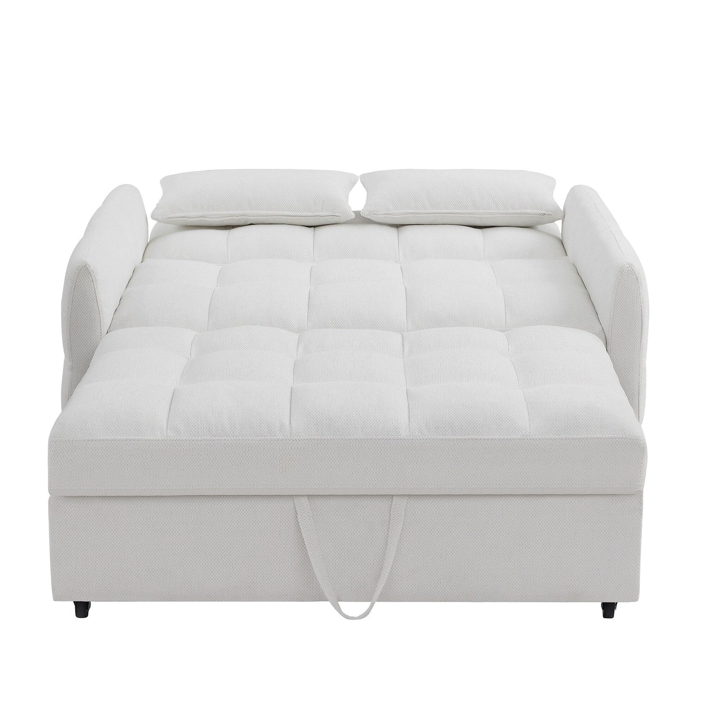 Roomfitters Loveseat Pull-Out Sofa Bed, Tufted Sleeper with Adjustable Backrest, USB Ports, and Lumbar Pillows for Living Room