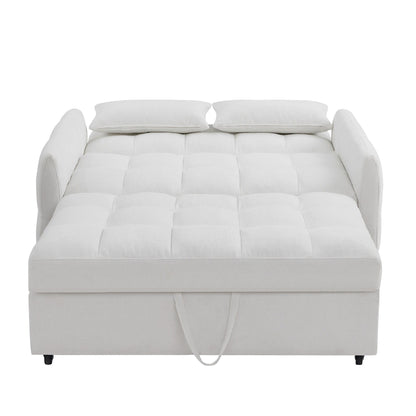 Roomfitters Loveseat Pull-Out Sofa Bed, Tufted Sleeper with Adjustable Backrest, USB Ports, and Lumbar Pillows for Living Room