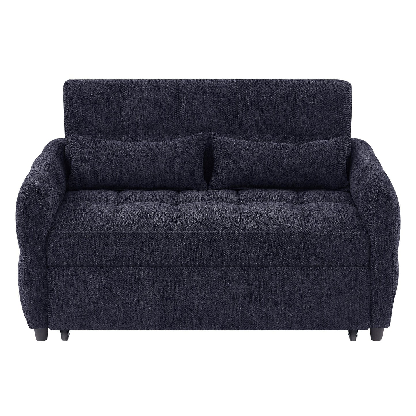 Roomfitters Loveseat Pull-Out Sofa Bed, Tufted Sleeper with Adjustable Backrest, USB Ports, and Lumbar Pillows for Living Room