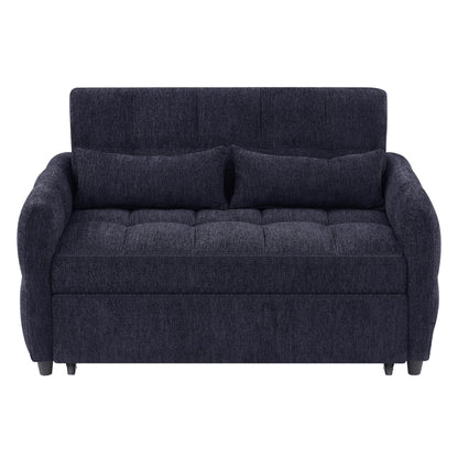 Roomfitters Loveseat Pull-Out Sofa Bed, Tufted Sleeper with Adjustable Backrest, USB Ports, and Lumbar Pillows for Living Room