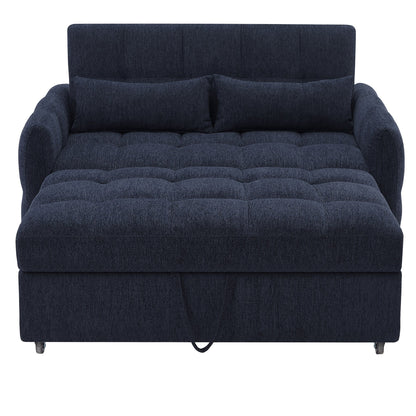 Roomfitters Loveseat Pull-Out Sofa Bed, Tufted Sleeper with Adjustable Backrest, USB Ports, and Lumbar Pillows for Living Room