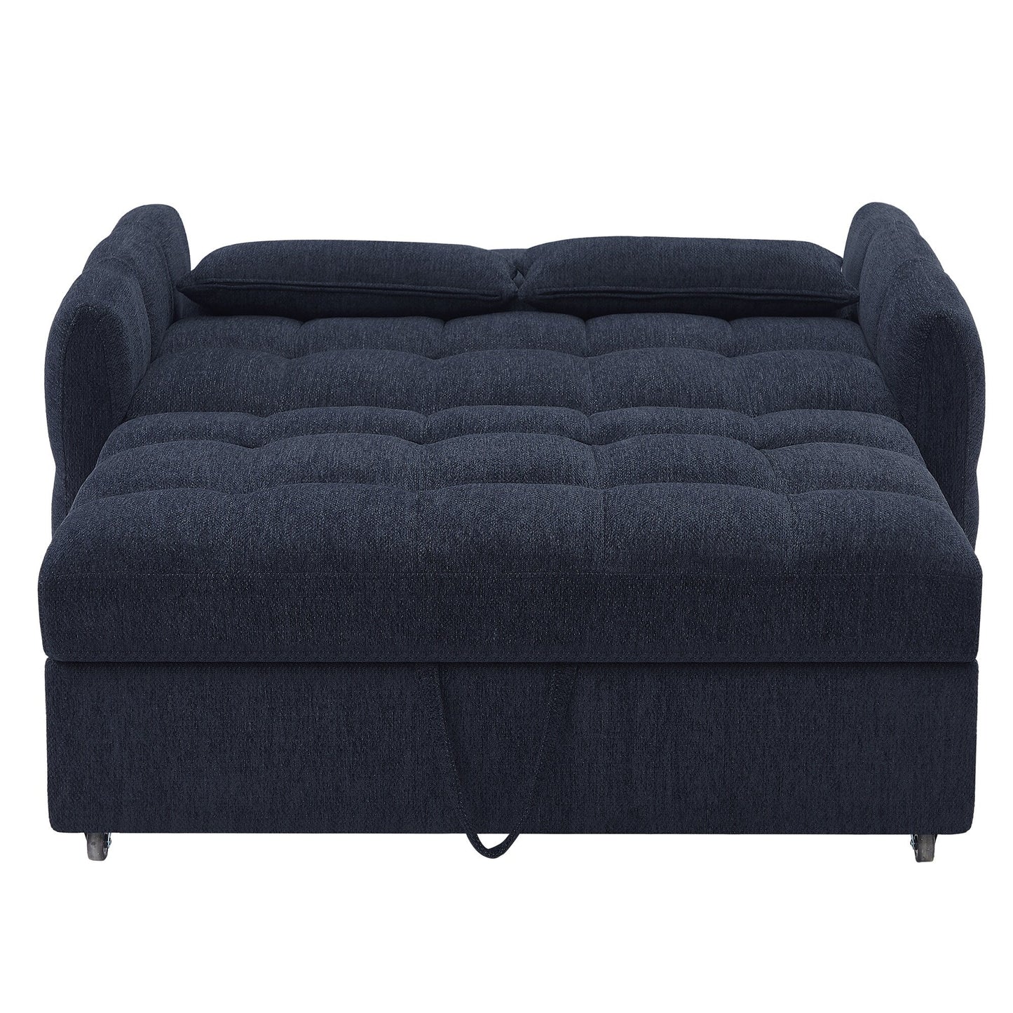 Roomfitters Loveseat Pull-Out Sofa Bed, Tufted Sleeper with Adjustable Backrest, USB Ports, and Lumbar Pillows for Living Room