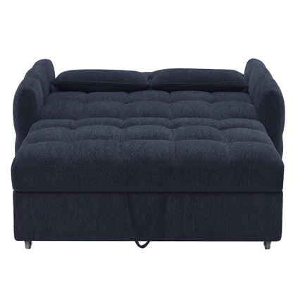 Roomfitters Loveseat Pull-Out Sofa Bed, Tufted Sleeper with Adjustable Backrest, USB Ports, and Lumbar Pillows for Living Room