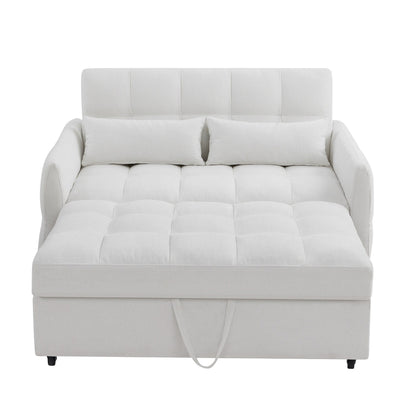 Roomfitters Loveseat Pull-Out Sofa Bed, Tufted Sleeper with Adjustable Backrest, USB Ports, and Lumbar Pillows for Living Room