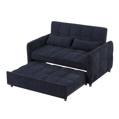 Roomfitters Loveseat Pull-Out Sofa Bed, Tufted Sleeper with Adjustable Backrest, USB Ports, and Lumbar Pillows for Living Room