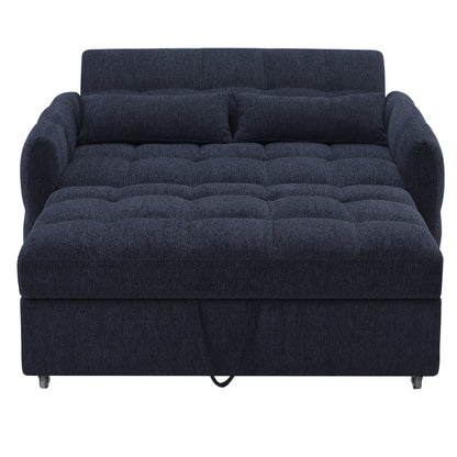 Roomfitters Loveseat Pull-Out Sofa Bed, Tufted Sleeper with Adjustable Backrest, USB Ports, and Lumbar Pillows for Living Room