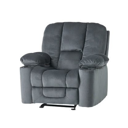 Roomfitters Luxurious Manual Recliner Chair in Chocolate with Skin-Friendly Fabric and Dual Cup Holders