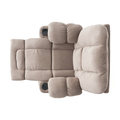 Roomfitters Luxurious Manual Recliner Chair in Chocolate with Skin-Friendly Fabric and Dual Cup Holders