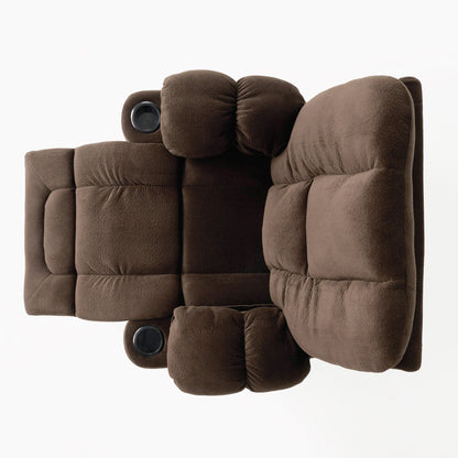 Roomfitters Luxurious Manual Recliner Chair in Chocolate with Skin-Friendly Fabric and Dual Cup Holders