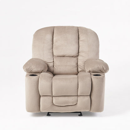 Roomfitters Luxurious Manual Recliner Chair in Chocolate with Skin-Friendly Fabric and Dual Cup Holders