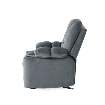 Roomfitters Luxurious Manual Recliner Chair in Chocolate with Skin-Friendly Fabric and Dual Cup Holders