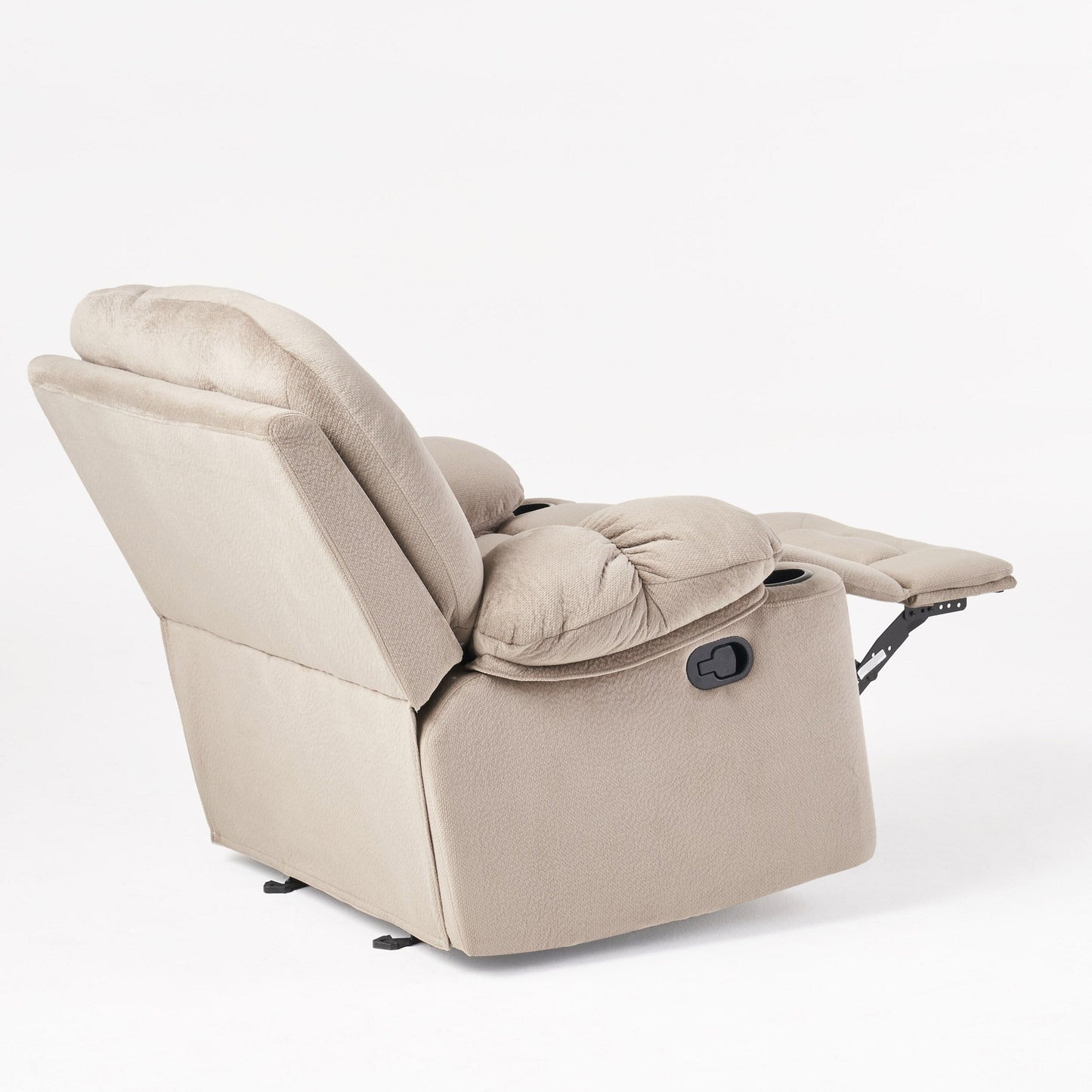 Roomfitters Luxurious Manual Recliner Chair in Chocolate with Skin-Friendly Fabric and Dual Cup Holders