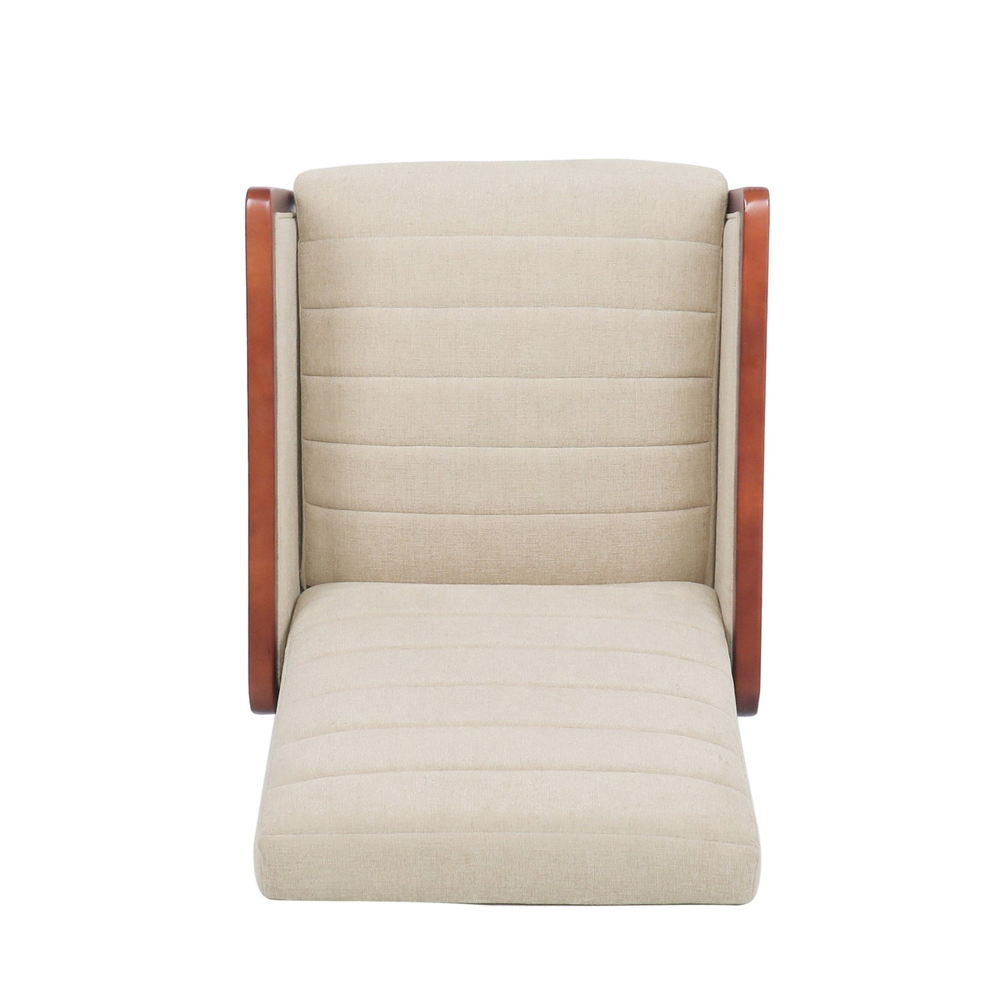 Roomfitters Mid Century Modern Fabric Channel Stitch Wood Pushback Recliner, Elegant Recliner for Living Room