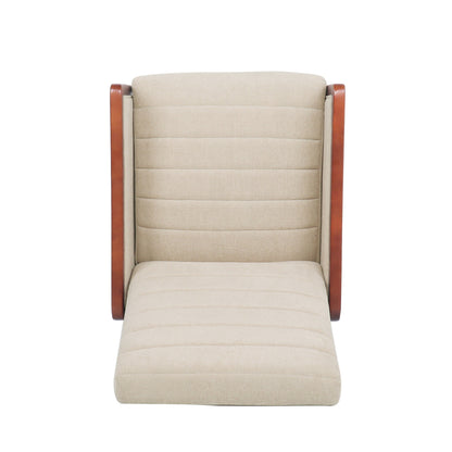 Roomfitters Mid Century Modern Fabric Channel Stitch Wood Pushback Recliner, Elegant Recliner for Living Room