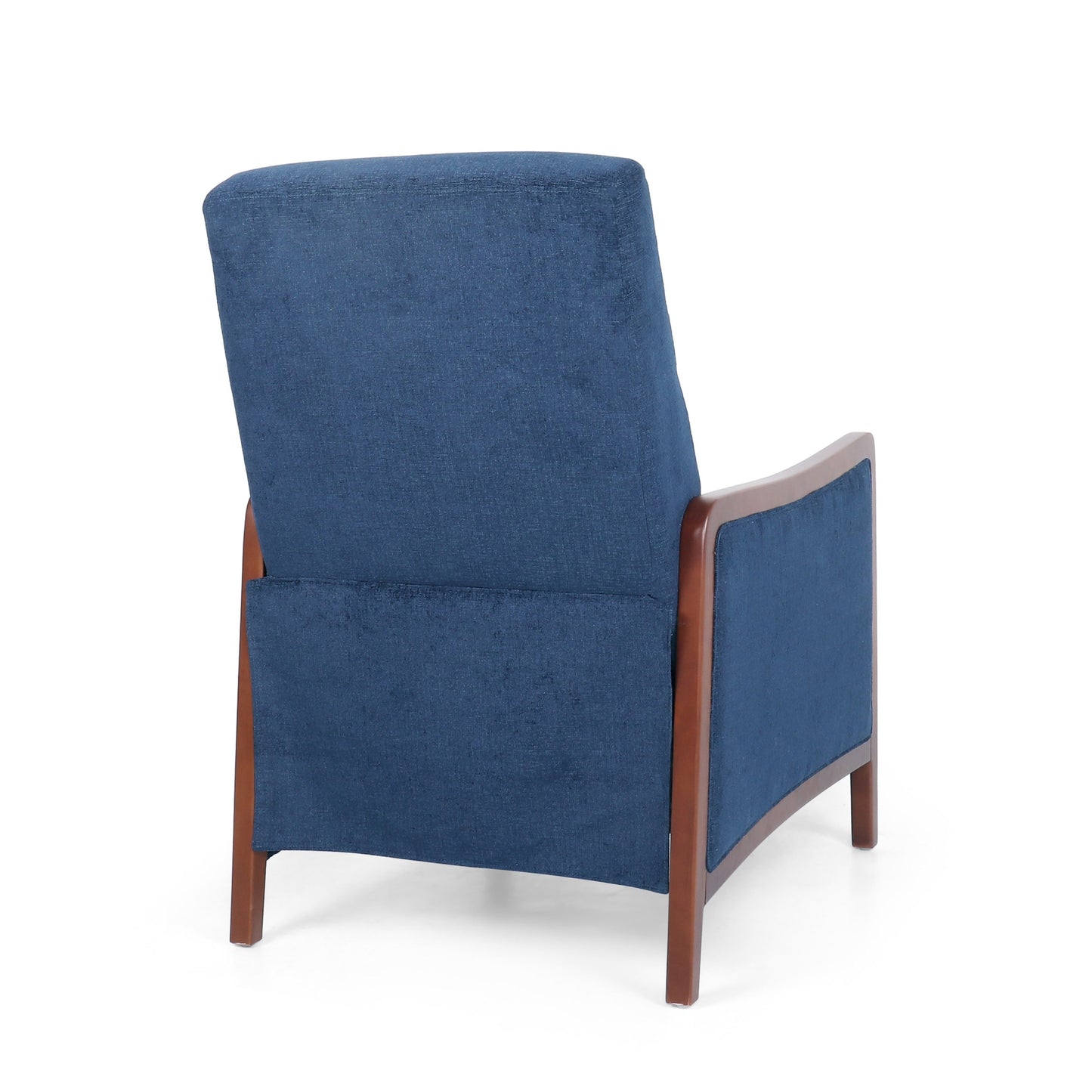 Roomfitters Mid Century Modern Fabric Channel Stitch Wood Pushback Recliner, Elegant Recliner for Living Room