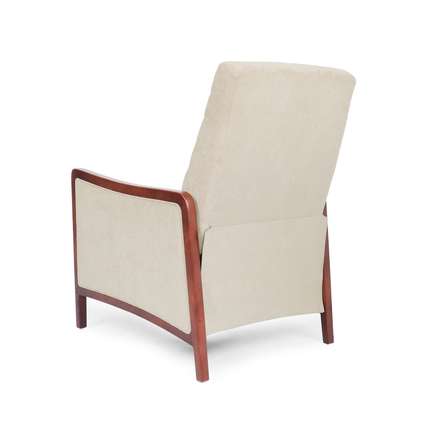 Roomfitters Mid Century Modern Fabric Channel Stitch Wood Pushback Recliner, Elegant Recliner for Living Room