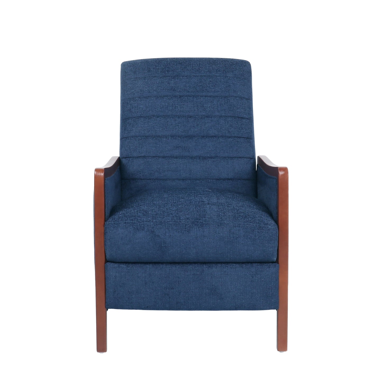 Roomfitters Mid Century Modern Fabric Channel Stitch Wood Pushback Recliner, Elegant Recliner for Living Room