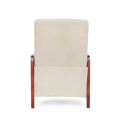 Roomfitters Mid Century Modern Fabric Channel Stitch Wood Pushback Recliner, Elegant Recliner for Living Room