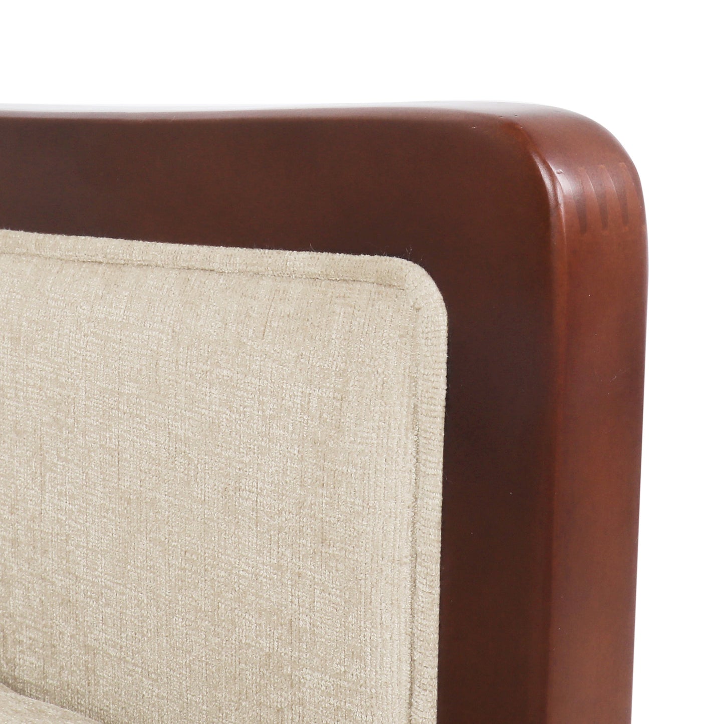 Roomfitters Mid Century Modern Fabric Channel Stitch Wood Pushback Recliner, Elegant Recliner for Living Room