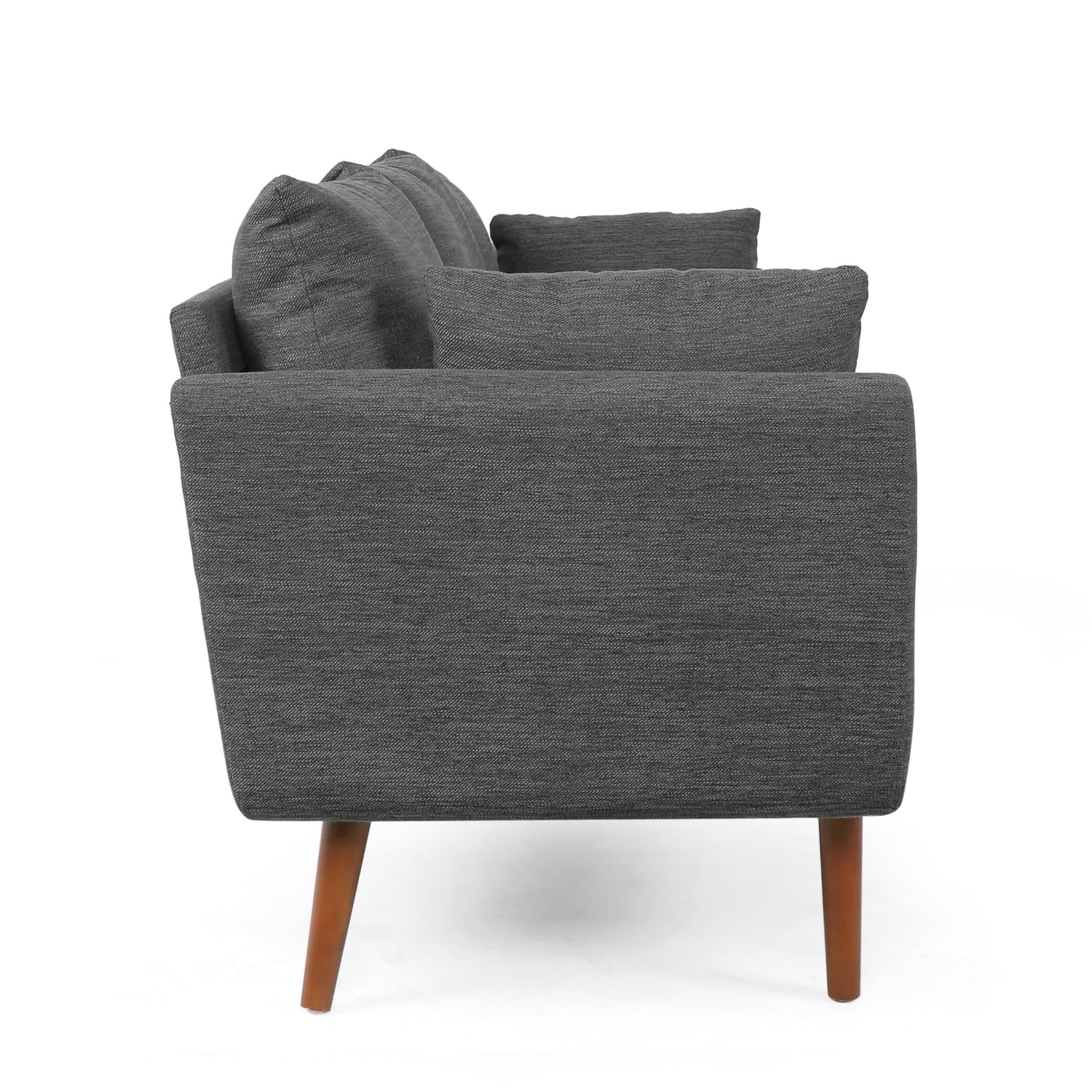 Roomfitters Modern 3-Seater Sofa with Sleek Upholstered Cushions and Tapered Wood Legs for Living Room
