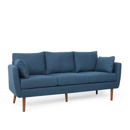 Roomfitters Modern 3-Seater Sofa with Sleek Upholstered Cushions and Tapered Wood Legs for Living Room