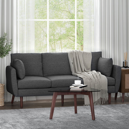 Roomfitters Modern 3-Seater Sofa with Sleek Upholstered Cushions and Tapered Wood Legs for Living Room