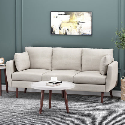 Roomfitters Modern 3-Seater Sofa with Sleek Upholstered Cushions and Tapered Wood Legs for Living Room