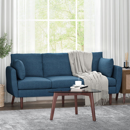 Roomfitters Modern 3-Seater Sofa with Sleek Upholstered Cushions and Tapered Wood Legs for Living Room