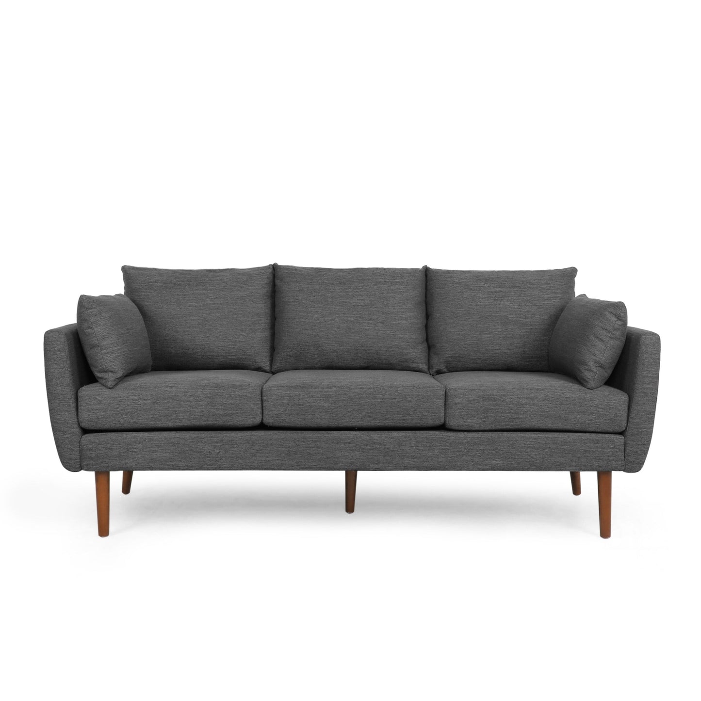 Roomfitters Modern 3-Seater Sofa with Sleek Upholstered Cushions and Tapered Wood Legs for Living Room
