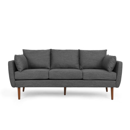 Roomfitters Modern 3-Seater Sofa with Sleek Upholstered Cushions and Tapered Wood Legs for Living Room