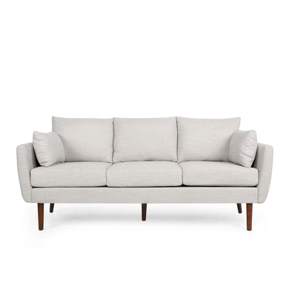 Roomfitters Modern 3-Seater Sofa with Sleek Upholstered Cushions and Tapered Wood Legs for Living Room