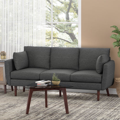 Roomfitters Modern 3-Seater Sofa with Sleek Upholstered Cushions and Tapered Wood Legs for Living Room