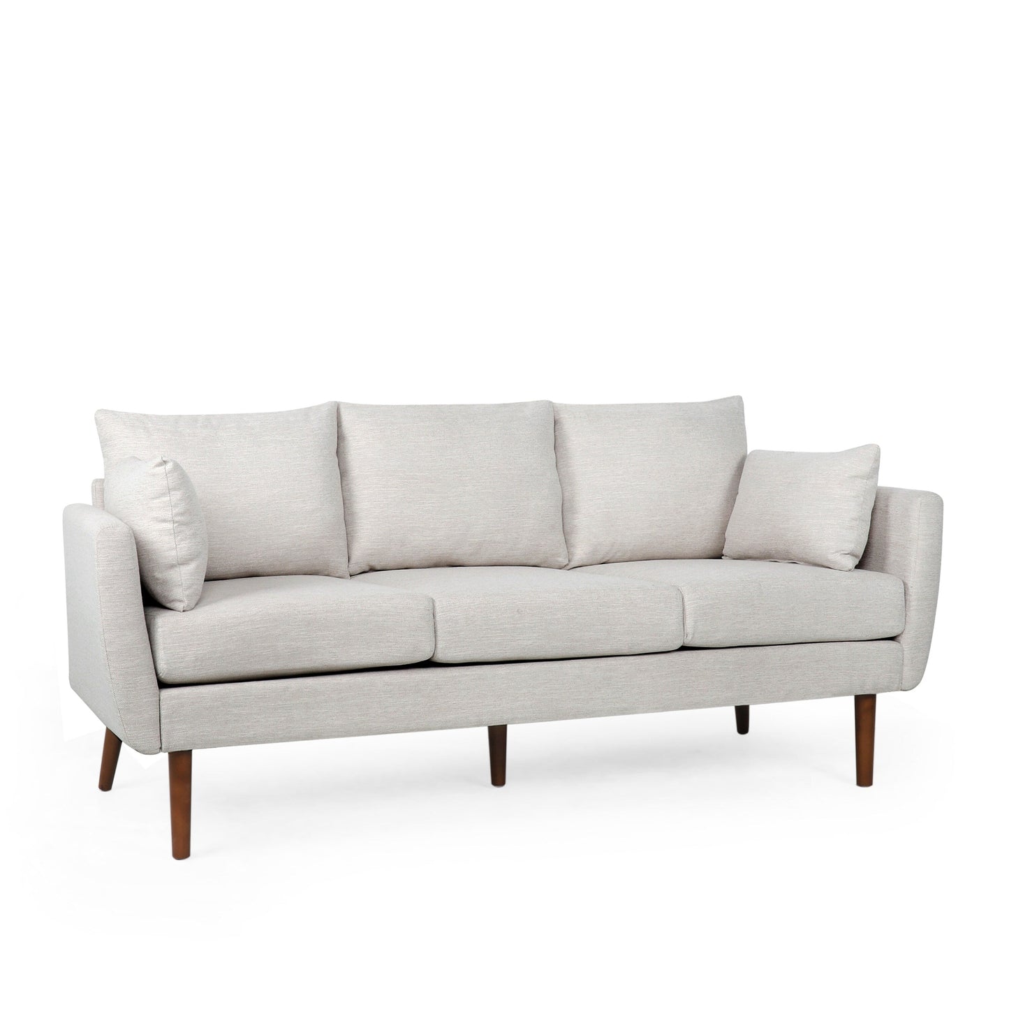 Roomfitters Modern 3-Seater Sofa with Sleek Upholstered Cushions and Tapered Wood Legs for Living Room