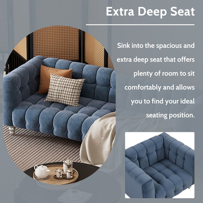 Roomfitters Modern 3-piece sofa set with solid wood legs, buttoned tufted backrest, Dutch fleece upholstered sofa set