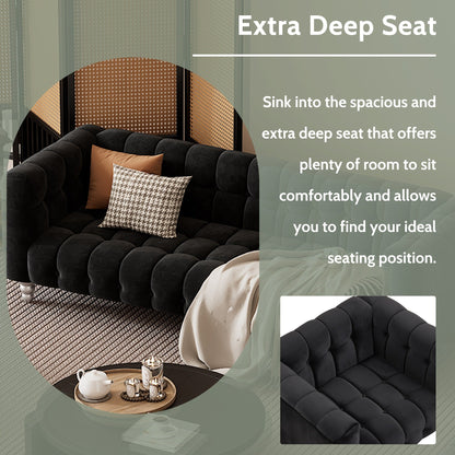 Roomfitters Modern 3-piece sofa set with solid wood legs, buttoned tufted backrest, Dutch fleece upholstered sofa set