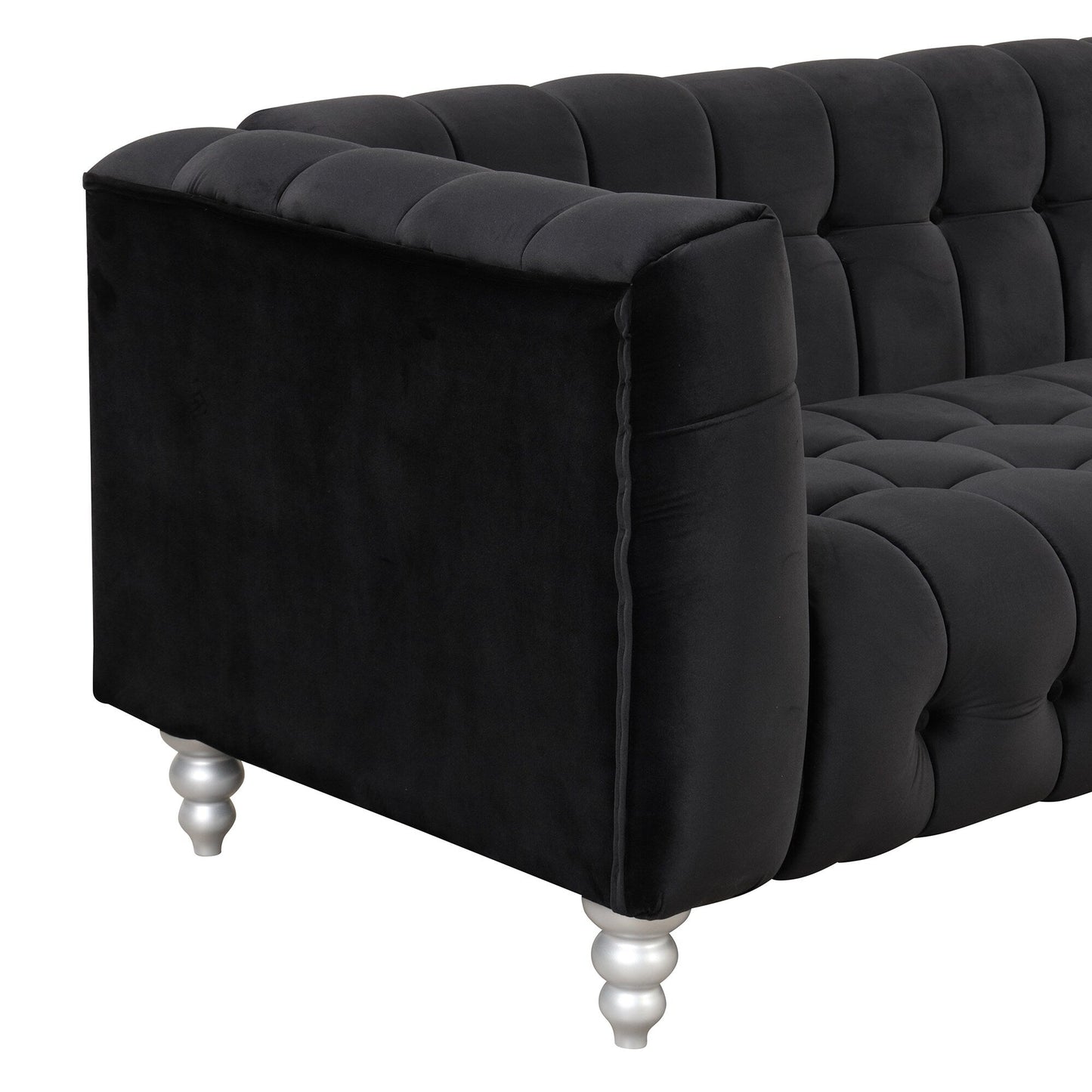 Roomfitters Modern 3-piece sofa set with solid wood legs, buttoned tufted backrest, Dutch fleece upholstered sofa set