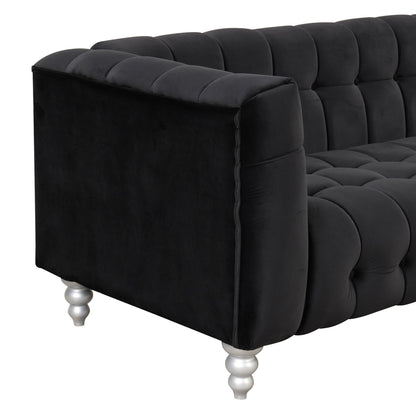 Roomfitters Modern 3-piece sofa set with solid wood legs, buttoned tufted backrest, Dutch fleece upholstered sofa set