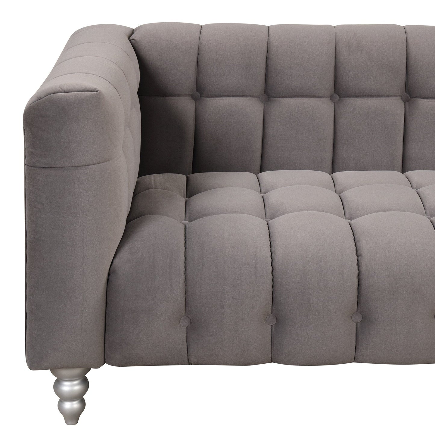 Roomfitters Modern 3-piece sofa set with solid wood legs, buttoned tufted backrest, Dutch fleece upholstered sofa set